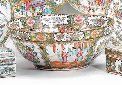 Appraisal: Chinese export porcelain Rose Mandarin punch bowl th century Decorated