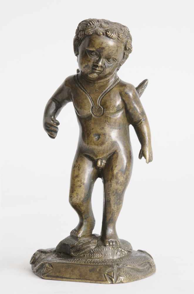 Appraisal: GERMAN BRASS FIGURE OF A CHERUB CAST ATTRIBUTED TO MAGNUS