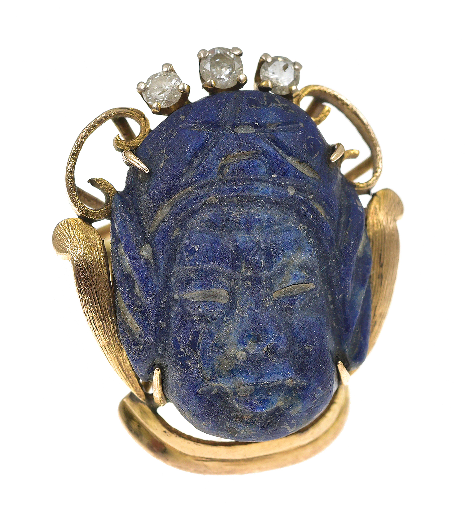 Appraisal: A LAPIS LAZULI AND DIAMOND DRESS RING The lapis lazuli