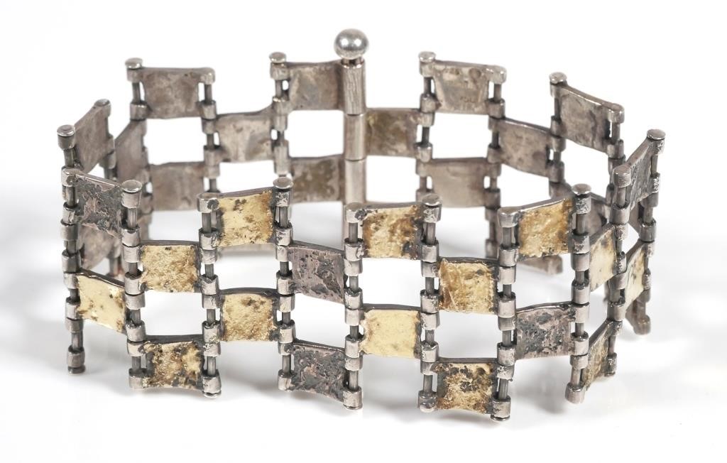 Appraisal: Brutalist style link bracelet in sterling silver with individual links