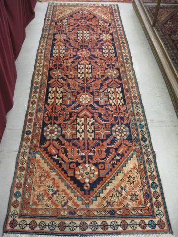 Appraisal: Malayer Persian Handmade Runner overall geometric design deep blue field