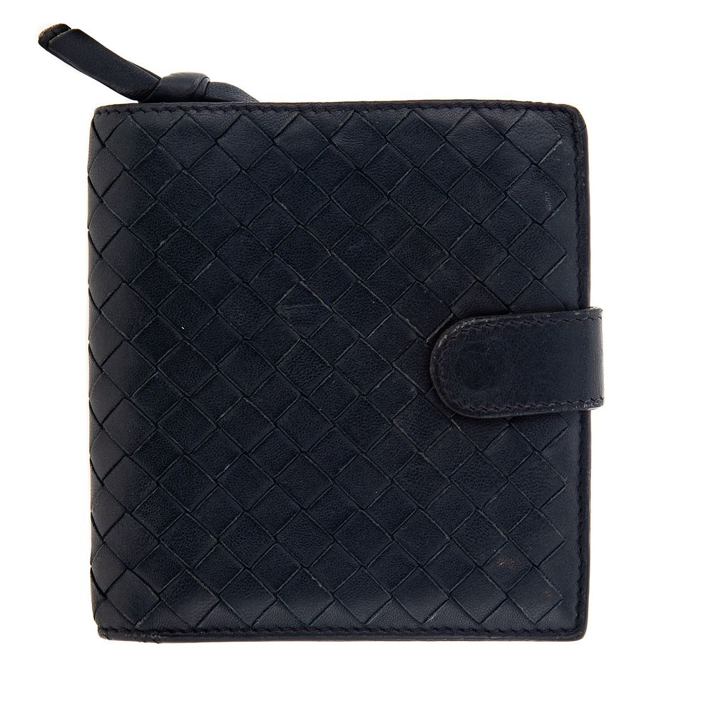 Appraisal: A Bottega Veneta Mini Bifold Zip Wallet A navy Bottega