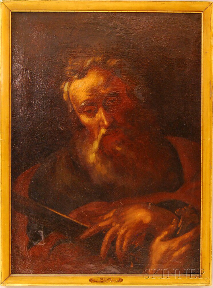 Appraisal: Spanish School th Century Saint Paul Manner of Ribera Unsigned