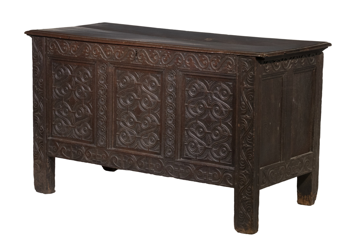 Appraisal: ENGLISH OAK COFFER th c Joined Lift Top Trunk molded