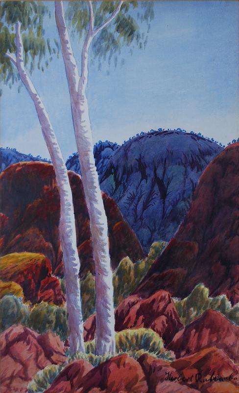 Appraisal: HERBERT RABERABA MACDONNELL RANGES WATERCOLOUR X CM HERBERT RABERABA MACDONNELL