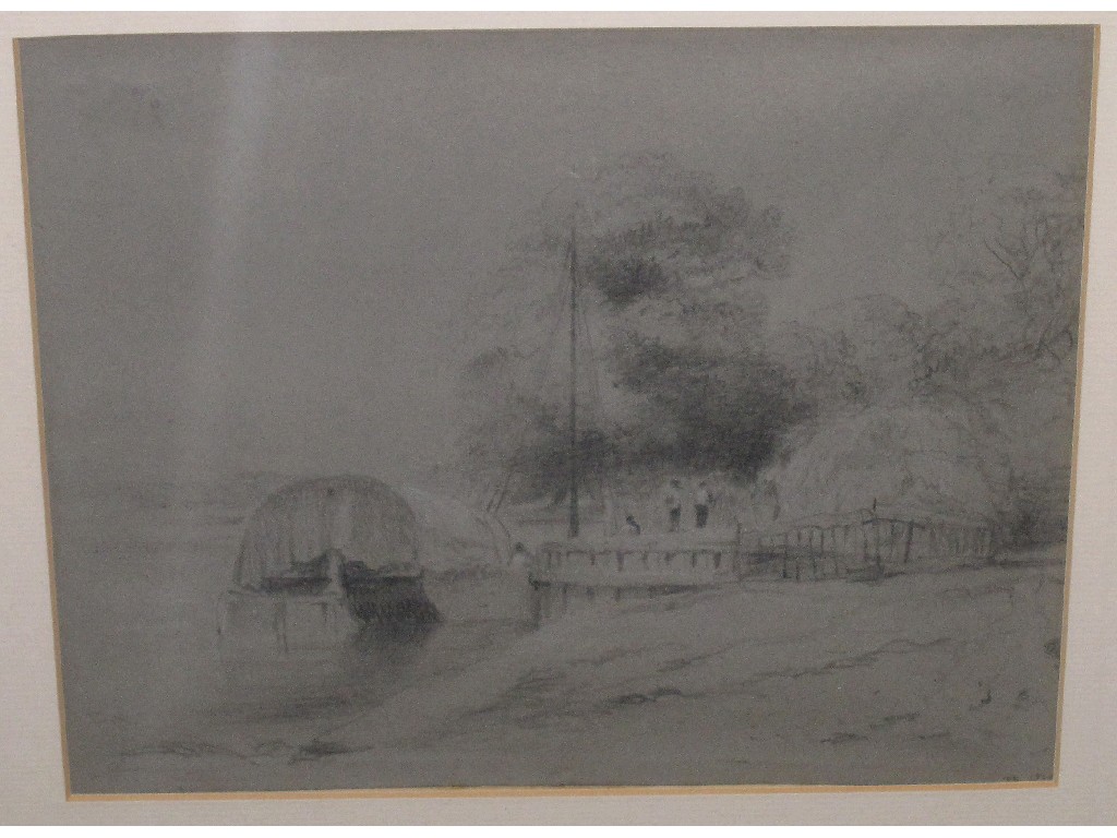 Appraisal: Pencil drawing of a Fenland landscape with a hay barge