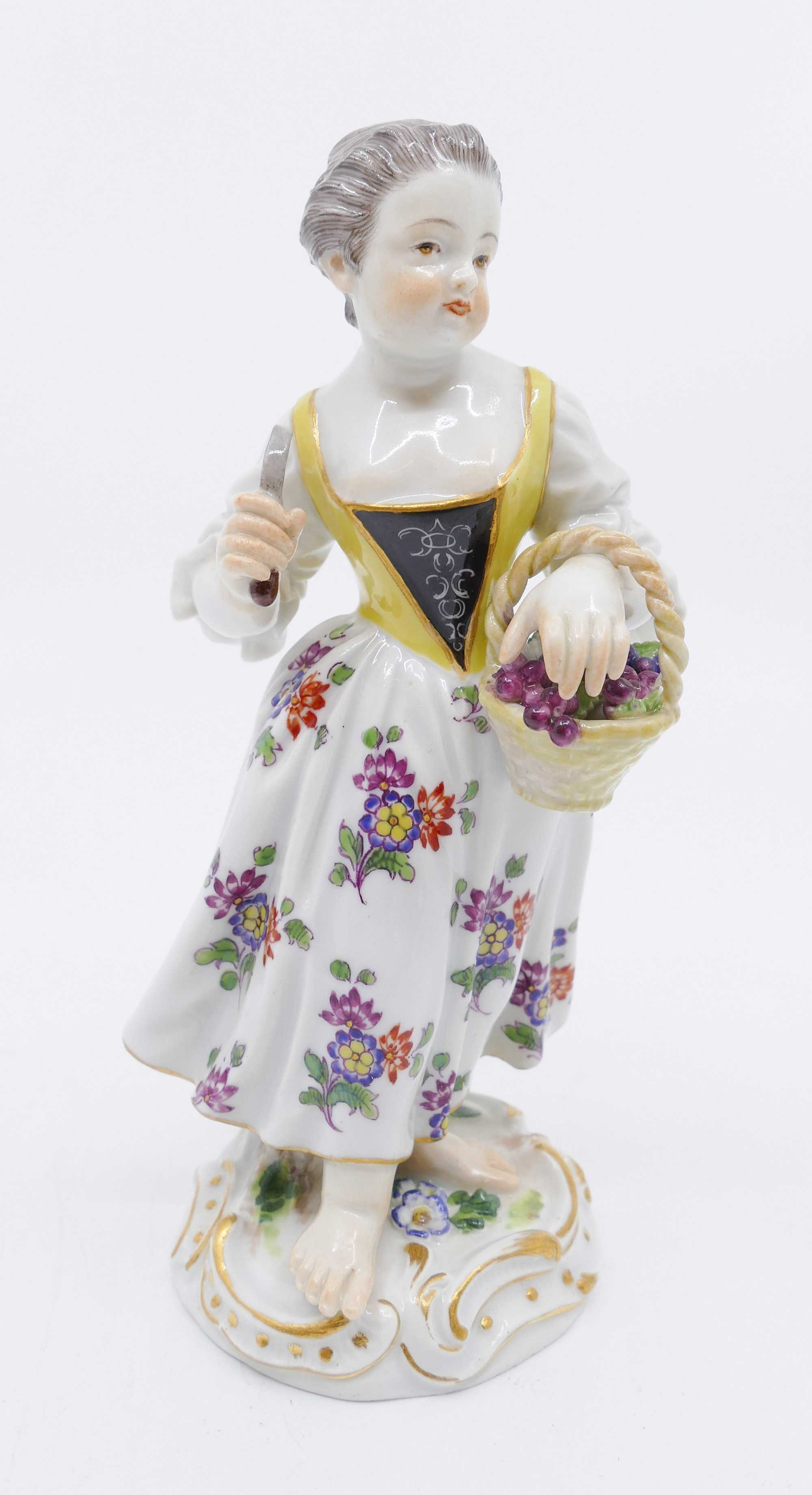 Appraisal: Meissen Girl with Scythe and Basket of Grapes Porcelain Figurine