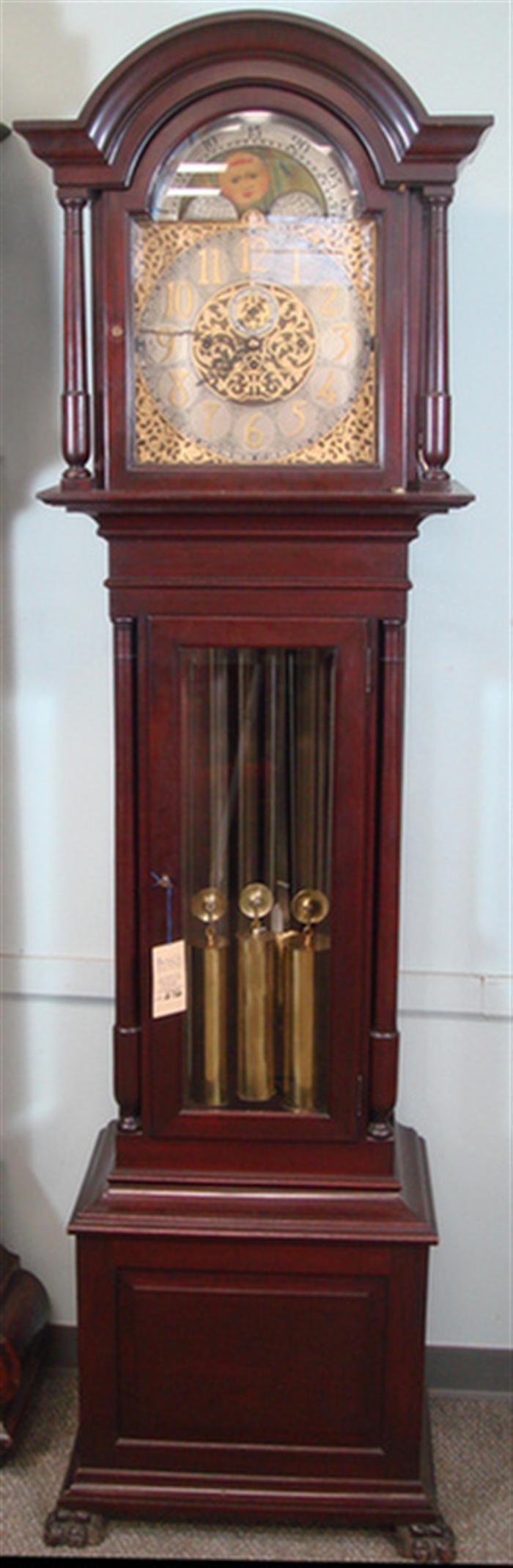 Appraisal: Mahogany tube Westminster chiming hall clock by Elite Clock Co