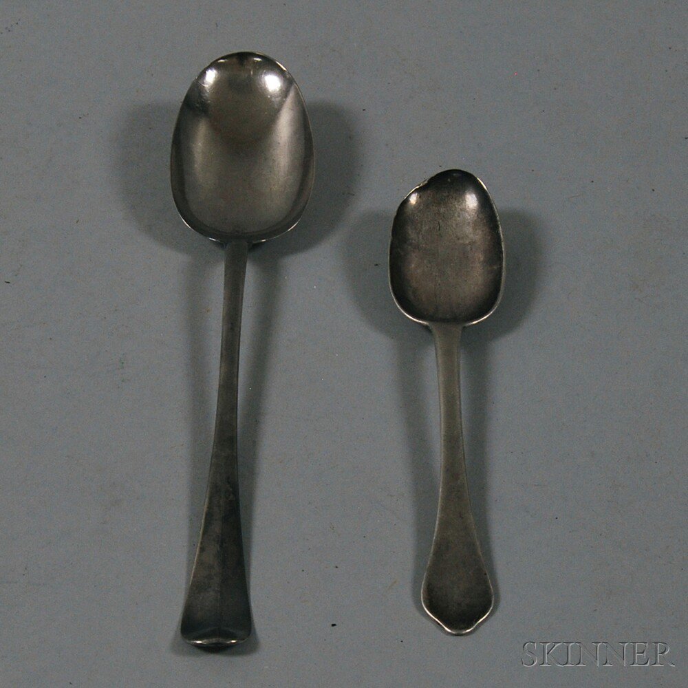 Appraisal: Two Early English Silver Spoons partial marks one cut-tip with