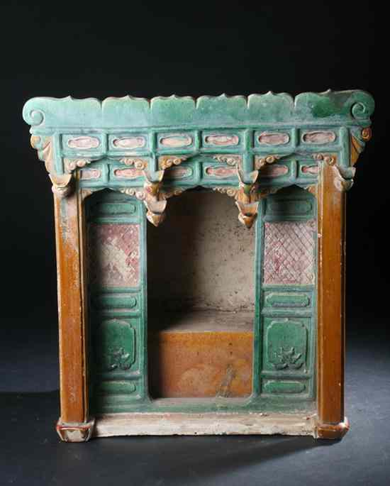 Appraisal: CHINESE SANCAI POTTERY SHRINE Ming Dynasty style - in high