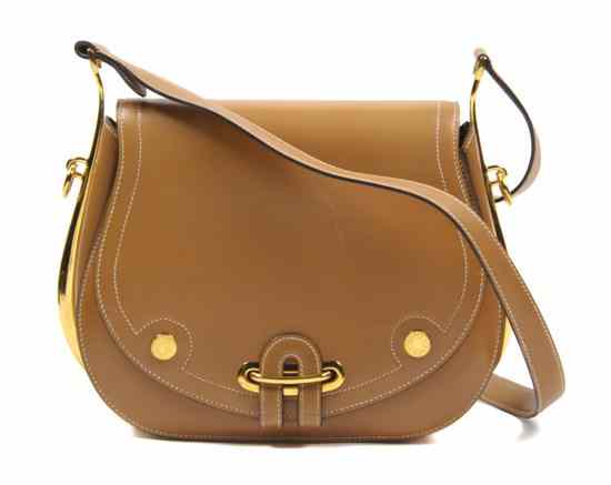 Appraisal: An Hermes 'Passeguide' Tan Calf Bag a long shoulder strap