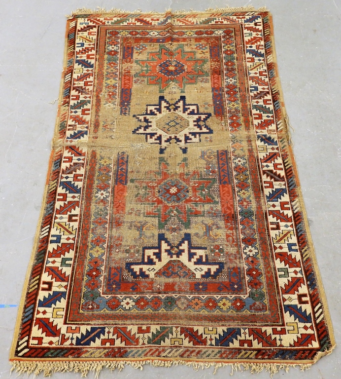 Appraisal: C ANTIQUE CAUCASIAN SHIRVAN CARPET RUG Caucasus Circa Colorful geometric