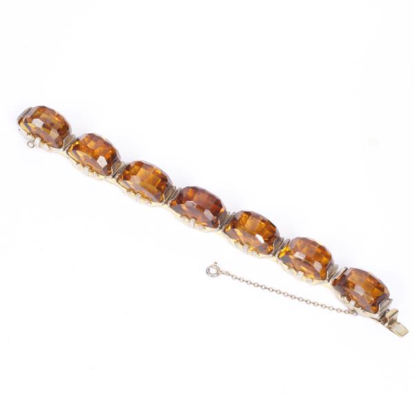 Appraisal: Fred A Block Amber-colored Crystal Bracelet Visible nick in one