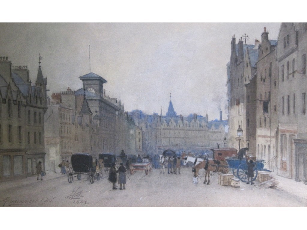 Appraisal: JAMES LITTLE fl - Watercolour 'Grassmarket Edinburgh' signed and dated