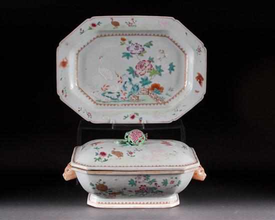 Appraisal: Chinese Export Famille Rose porcelain soup tureen and underplate circa