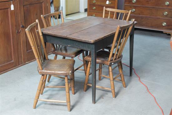 Appraisal: TABLE AND CHAIRS Country table with a stained top and