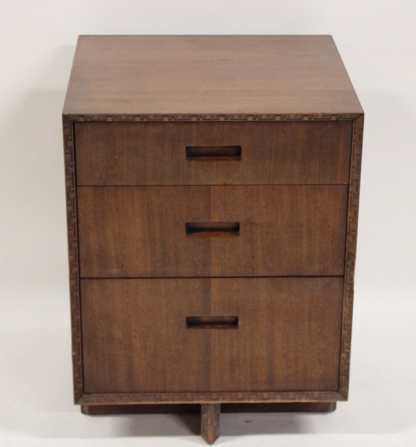 Appraisal: MIDCENTURY FRANK LLOYD WRIGHT NIGHTSTAND Heritage Henredon USA Mahogany with