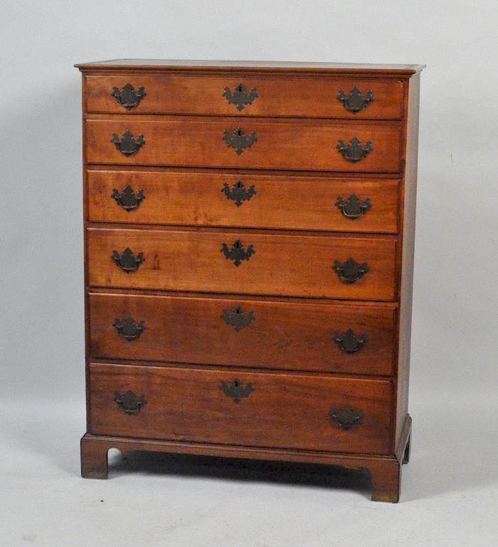 Appraisal: Chippendale Cherrywood Tall Chest having six graduated drawers on bracket