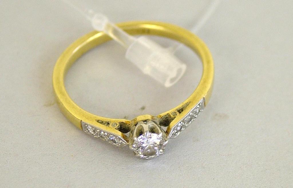 Appraisal: ct and platinum single stone diamond ring with diamond set