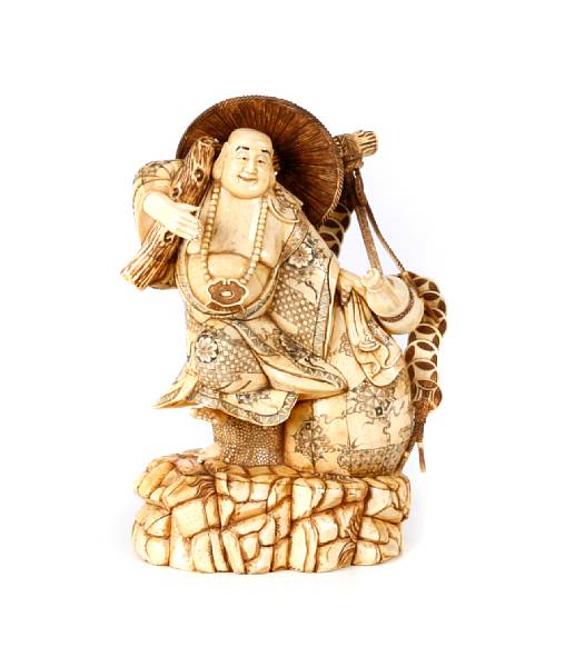 Appraisal: A Chinese carved and enameled bone veneer Buddha height in