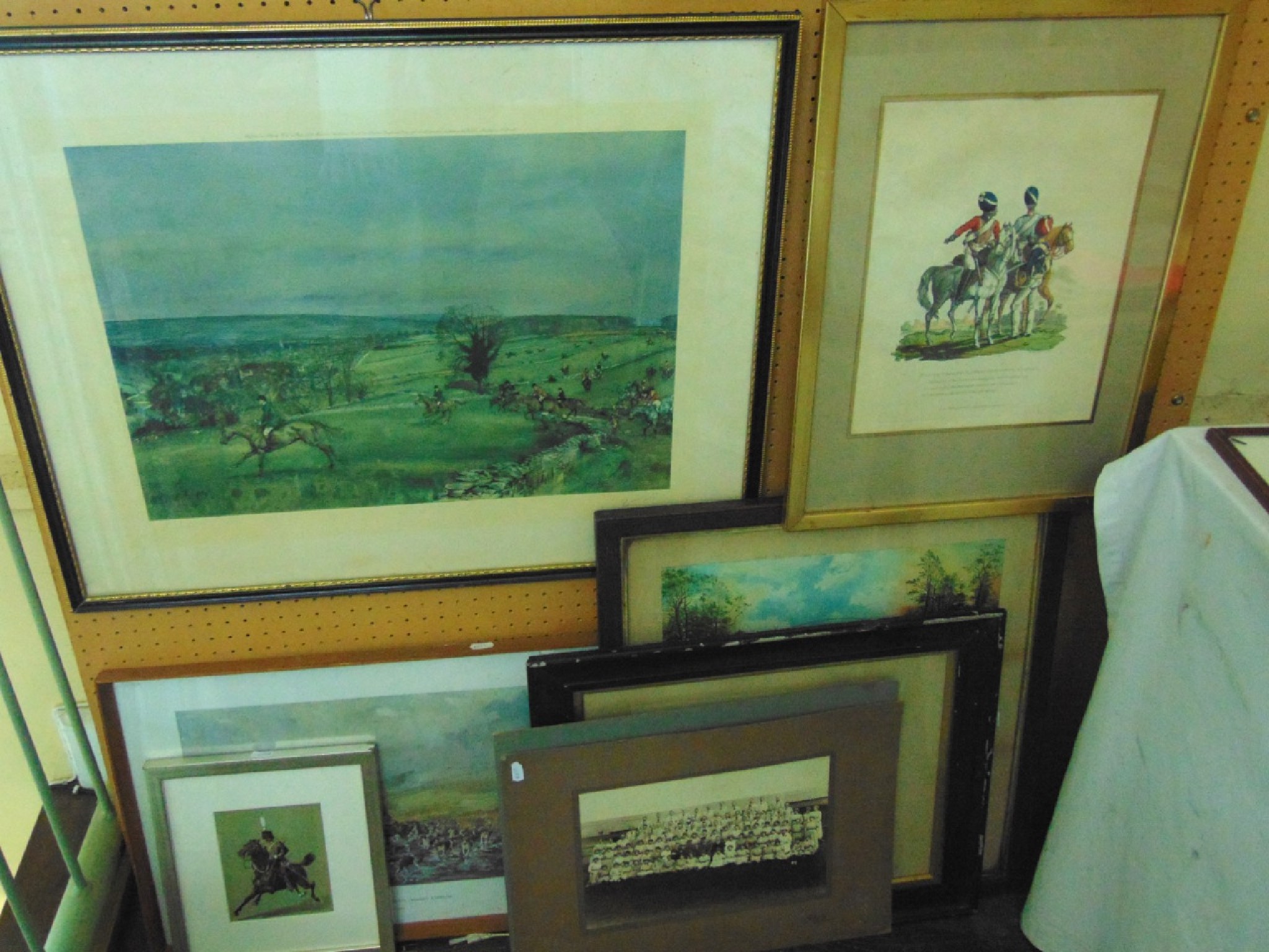 Appraisal: A signed coloured print after Michael Lyne showing a hunting