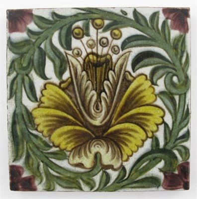 Appraisal: Pineapple' a William De Morgan tile on Poole Pottery blank