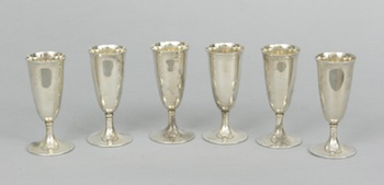 Appraisal: Six Sterling Silver Cordial Cups Six sterling silver cordial cups