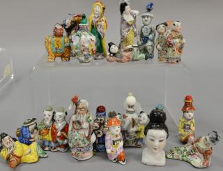 Appraisal: Collection of eighteen Chinese figural porcelain snuff bottles figures of