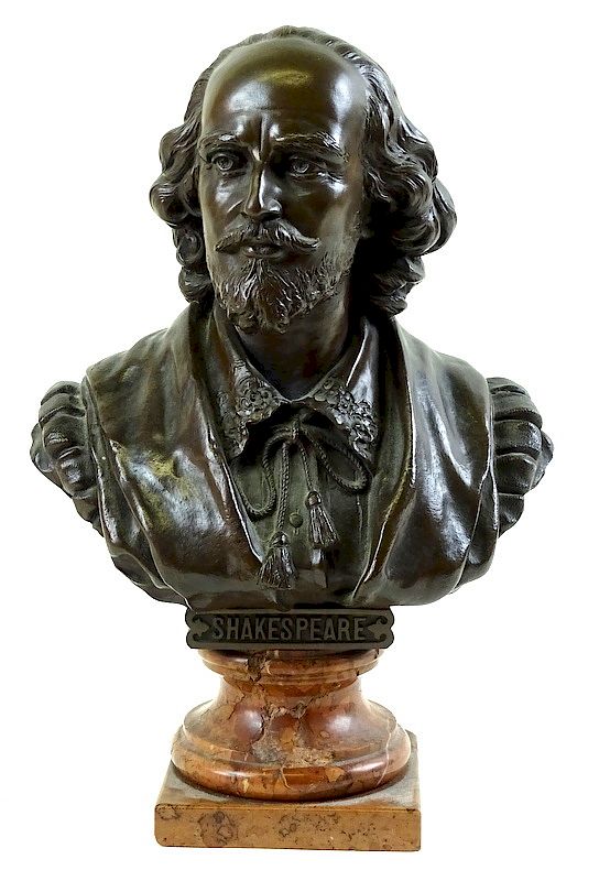 Appraisal: Artist Signed Shakespeare Bronze Bust Artist Signed Shakespeare Bronze Bust