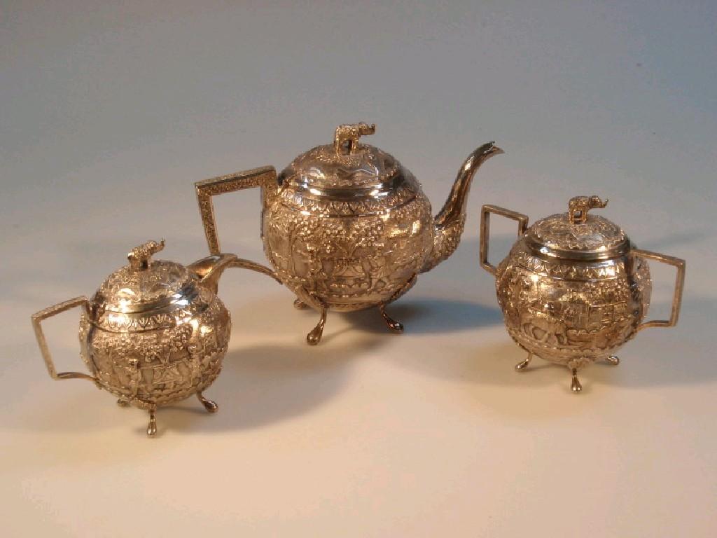 Appraisal: An early thC Indian silver tea set of three pieces