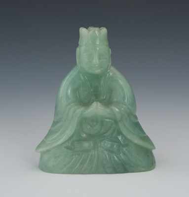 Appraisal: A Seated Scholar in Carved Green Jadeite Chinese Bright mint