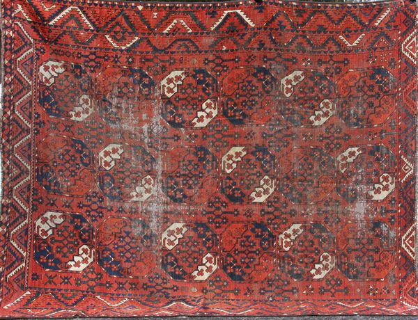 Appraisal: Antique Turkoman rug ' x ' Wear EST '