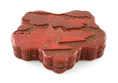 Appraisal: A Chinese cinnabar lacquer box and cover the lid depicting