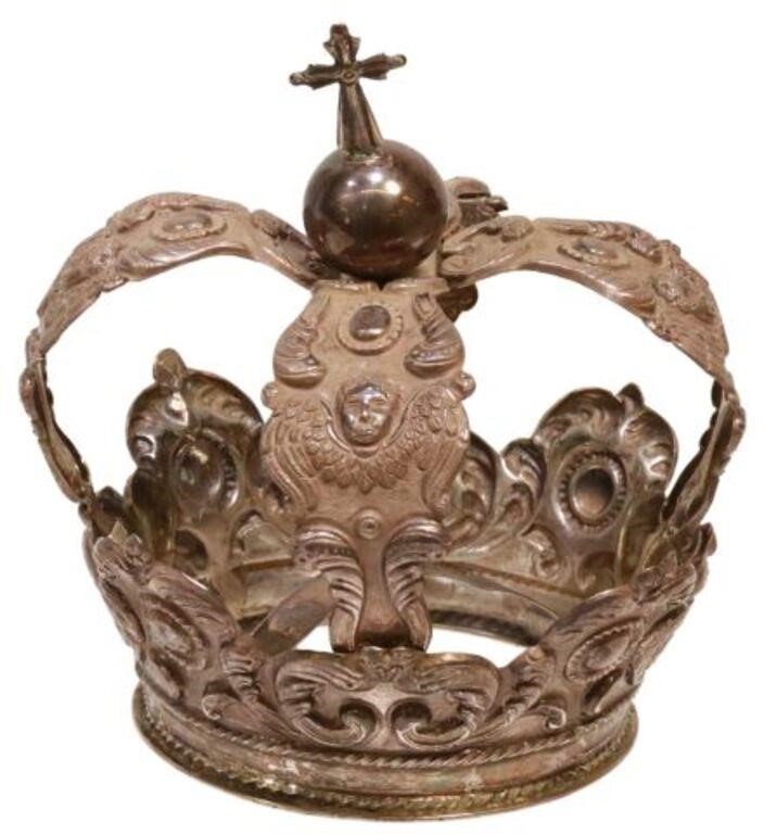 Appraisal: Colonial style sterling silver saint's crown to be mounted on