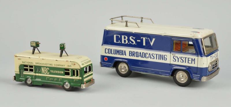 Appraisal: Lot Of Japanese Tin Litho Friction TV Buses Both buses