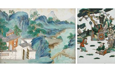 Appraisal: Two Chinese rectangular porcelain plaques one painted with a dignitary