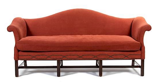 Appraisal: A George III Style Mahogany Camelback Sofa A George III