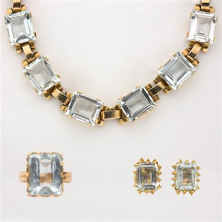 Appraisal: Group of Gold and Aquamarine Jewelry Estimate -