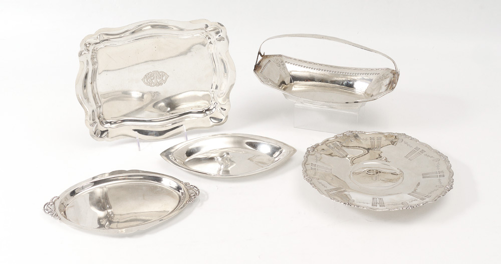 Appraisal: ESTATE COLLECTION STERLING TRAYS An assembled collection of pieces total