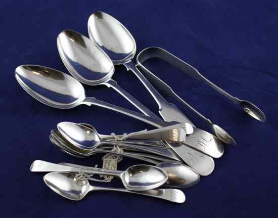 Appraisal: Three George III provincial silver fiddle pattern table spoons with