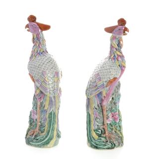 Appraisal: Pair Chinese Export porcelain phoenix birds Pair Chinese Export porcelain