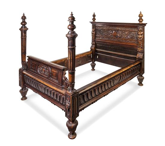 Appraisal: Sale Lot A Renaissance Revival Carved Walnut Bed th century