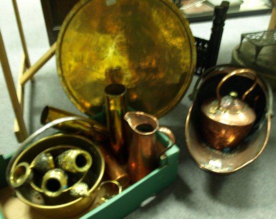 Appraisal: A small collection of brass items including jam pan etc