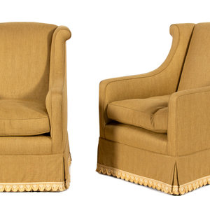 Appraisal: A Pair of Contemporary Upholstered Club Chairs TH CENTURY Height