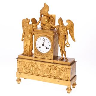 Appraisal: Empire gilt bronze mantel clock Empire gilt bronze mantel clock