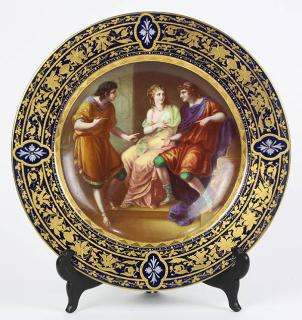 Appraisal: Royal Vienna cabinet plate having a cobalt rim with four