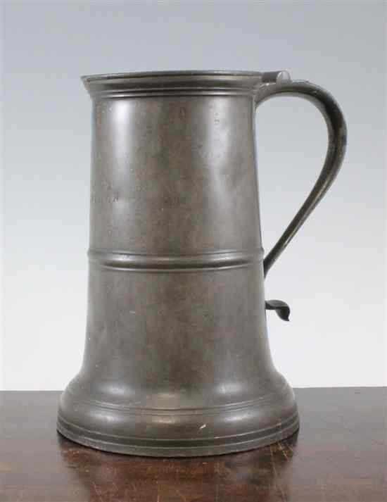 Appraisal: A George III pewter lidless gallon measure late th early