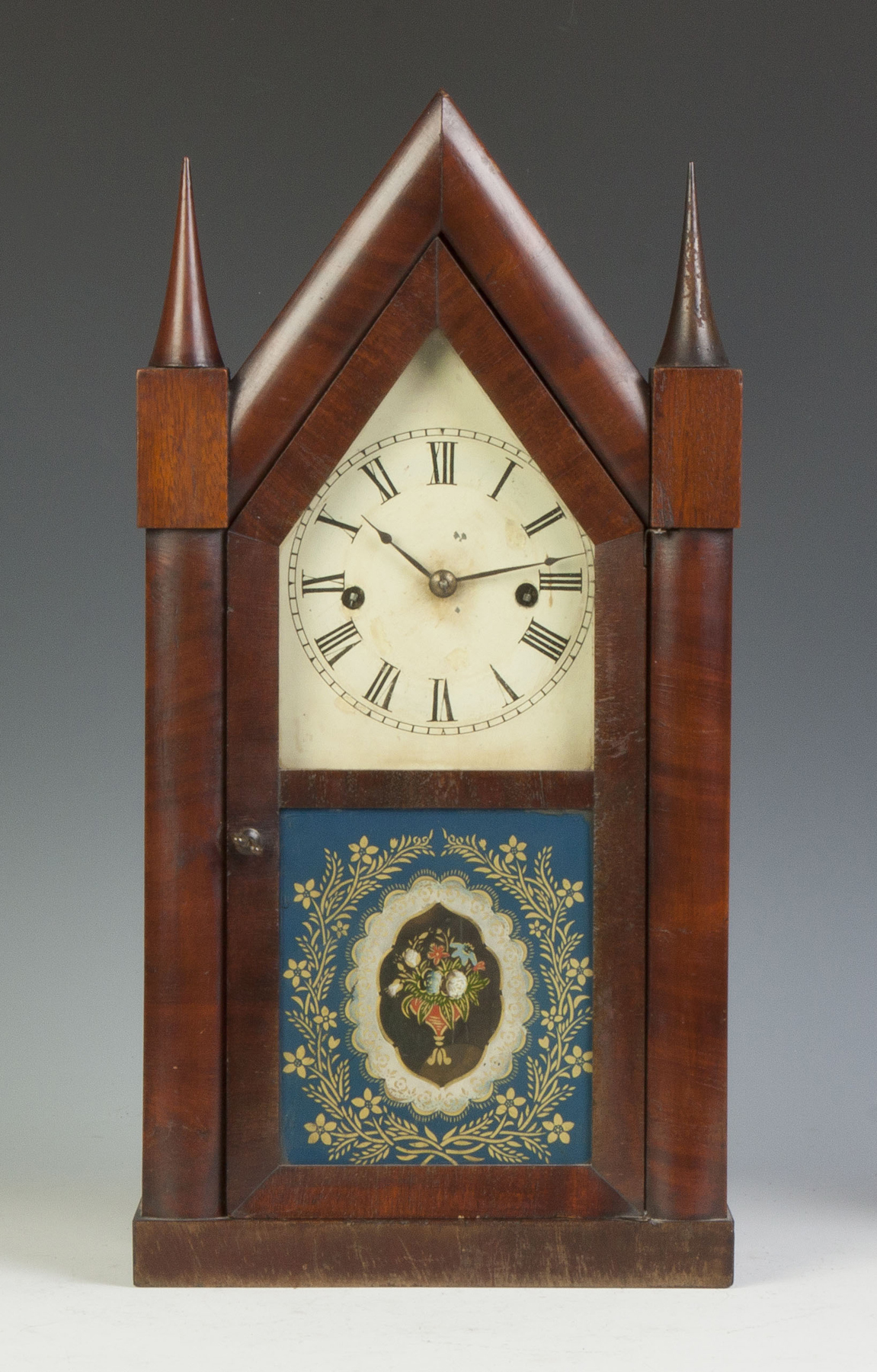 Appraisal: Chauncey Jerome Steeple Clock Mahogany case old finish Original painted