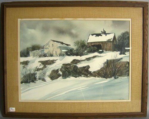 Appraisal: Carolyn Blish American th c watercolor winter landscape x