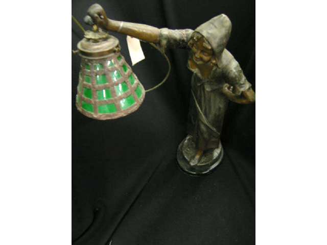 Appraisal: Victorian Figural Spelter Lamp of Lady holding a lantern arts